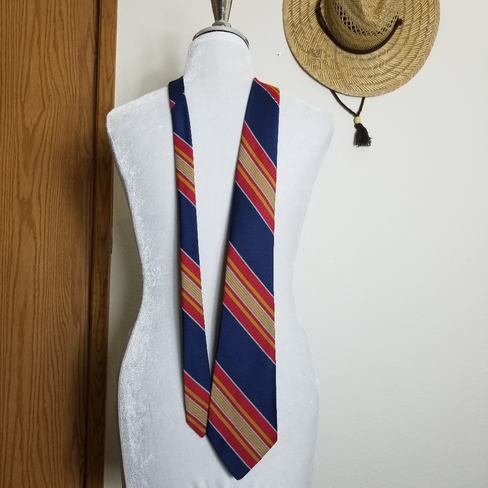 Vintage 1970's red, yellow, and blue striped tie